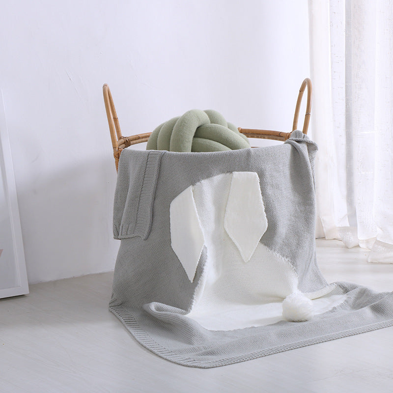 Soft Knitted Cute Rabbit Baby Kids Blanket - Bunny Ears Blanket - Just Kidding Store