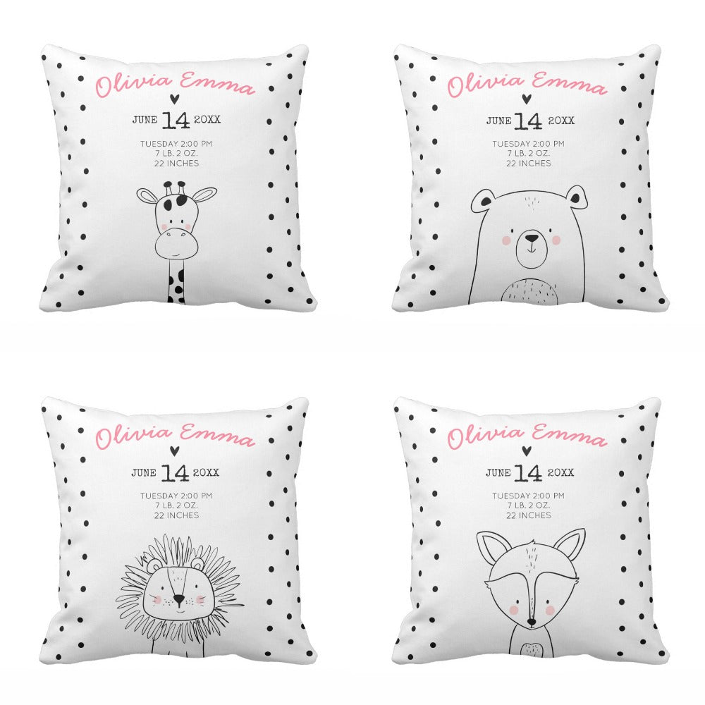Personalised Baby Birth Stats Cushion Cover