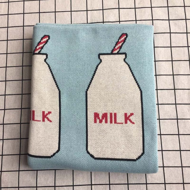 Blue MiIk Kids Cotton Knitted Blanket - Just Kidding Store