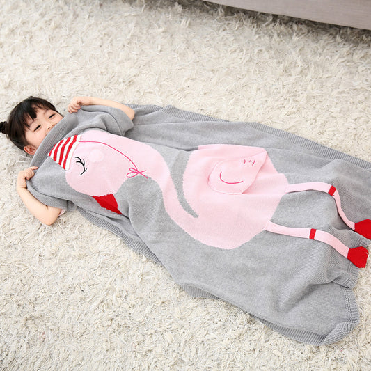 Cotton Knitted Flamingo Baby and Kids Blanket - Just Kidding Store