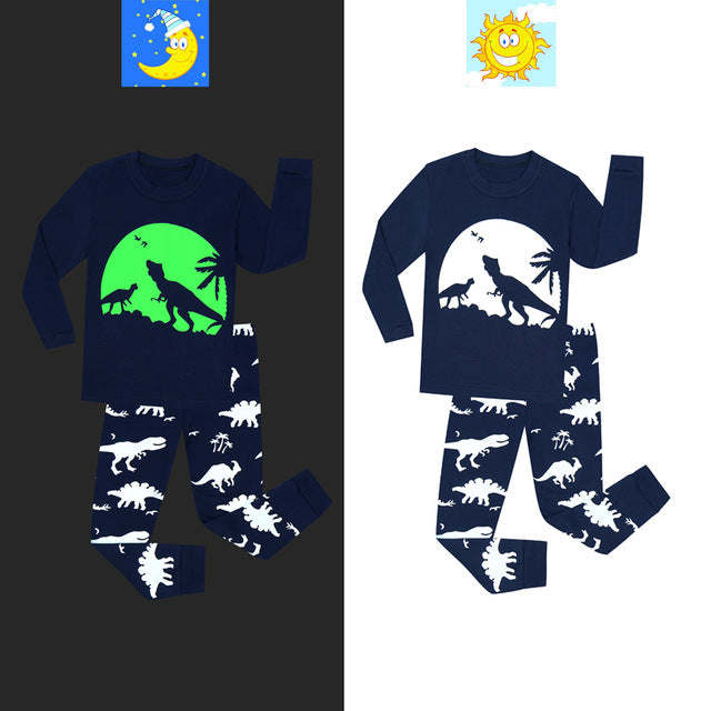Glow in The Dark Dinosaur, Spaceman, Snowflake Pajama Just Kidding Store