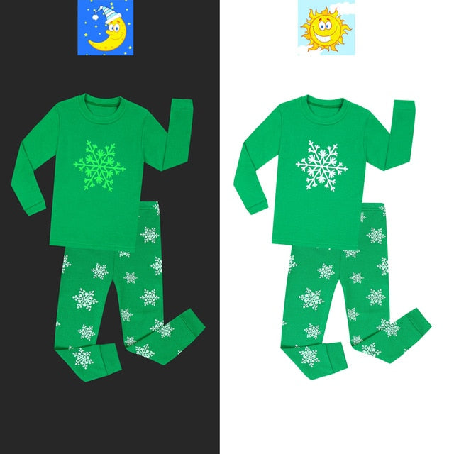 Glow in The Dark Dinosaur, Spaceman, Snowflake Pajama Just Kidding Store