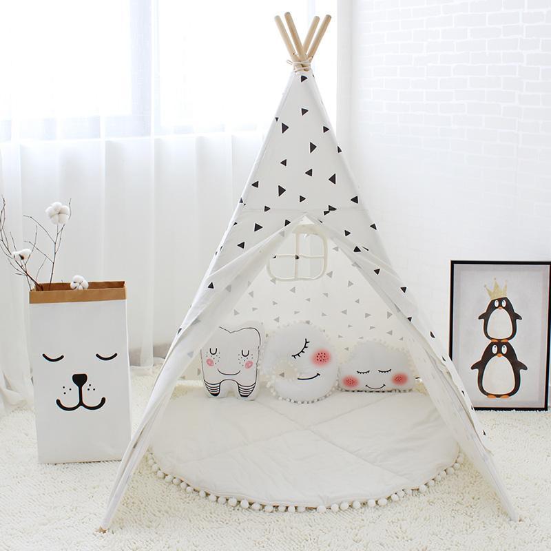 Black Triangle Teepee - Four Poles Kids Tent - Just Kidding Store