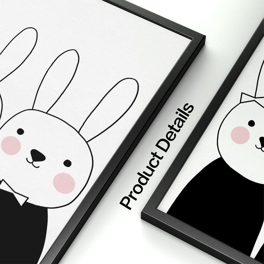 Nordic Canvas Art - Rabbit, Bear, Giraffe, Fox - Just Kidding Store