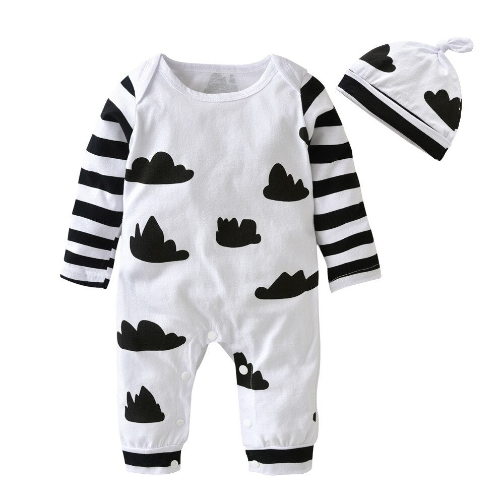 Black Clouds Baby Cotton Romper Trendy Sleepwear - Just Kidding Store