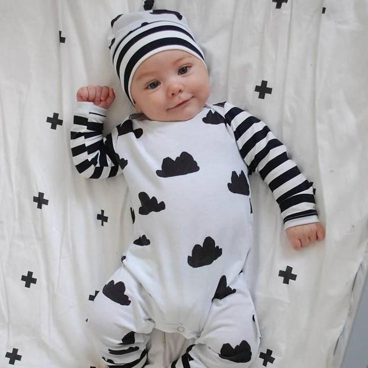 Black Clouds Baby Cotton Romper Trendy Sleepwear - Just Kidding Store