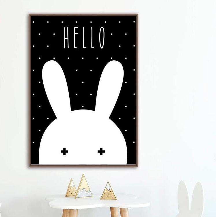Black White Miffy Canvas Print Bunny Wall Art - Just Kidding Store