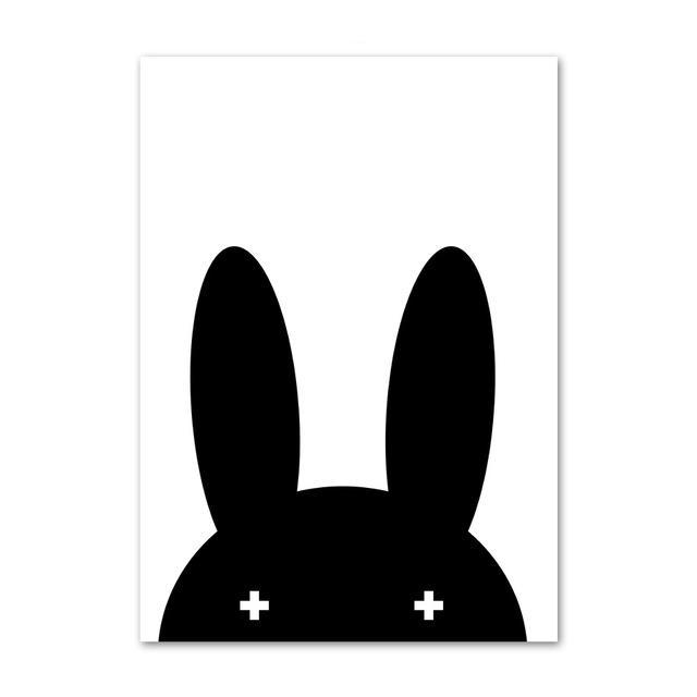 Black White Miffy Canvas Print Bunny Wall Art - Just Kidding Store