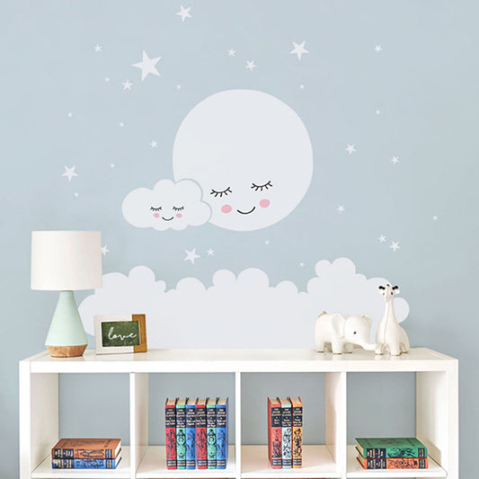 Sleepy Moon Cloud Stars Nursery Wall Decal - Just Kidding Store