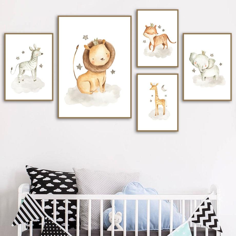 Wild Animals Canvas Paintings - Zebra, Rhino, Tiger, Elephant, Lion - Just Kidding Store