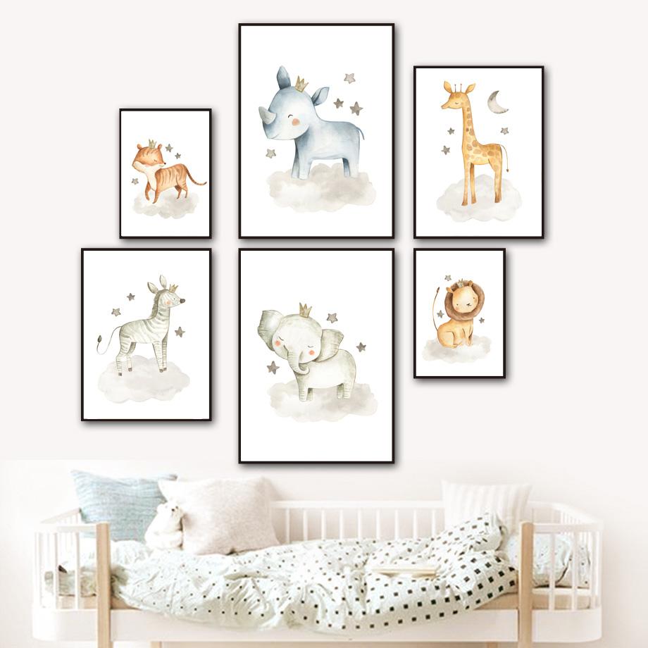 Wild Animals Canvas Paintings - Zebra, Rhino, Tiger, Elephant, Lion - Just Kidding Store