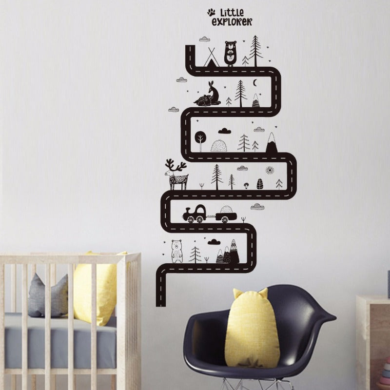 Curved Forest Road Wall Decal Little Explorer Wall Sticker Just Kidding