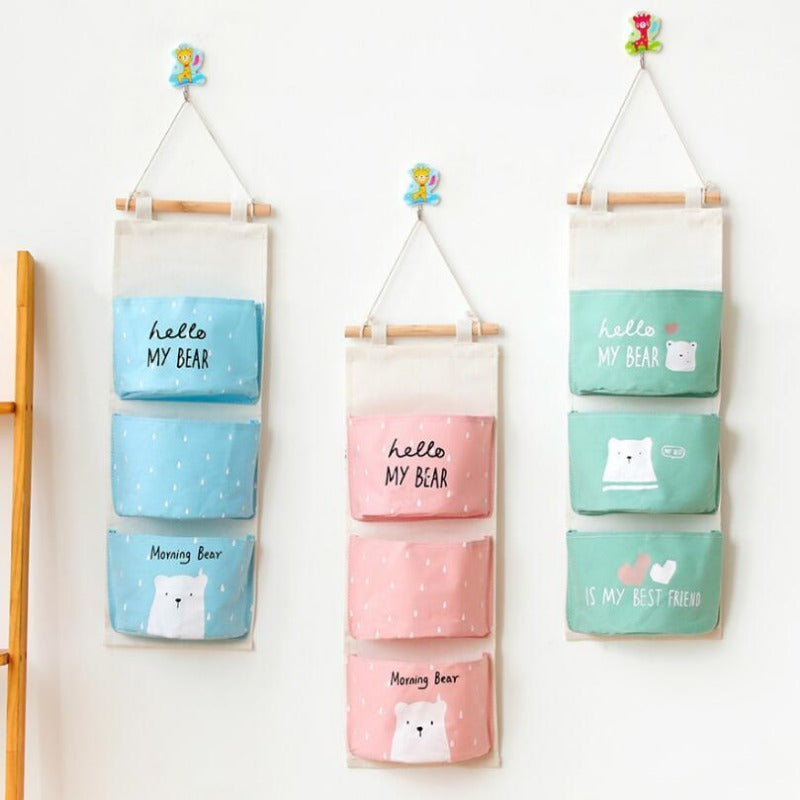 Wall Hanging Storage Organizer - Hello My Bear - Just Kidding Store