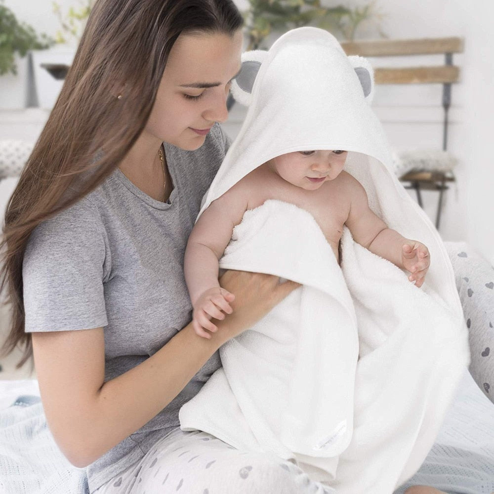 Organic Bamboo Hooded Towel Baby Toddler Little Bear Bath Wrap Just Kidding Store