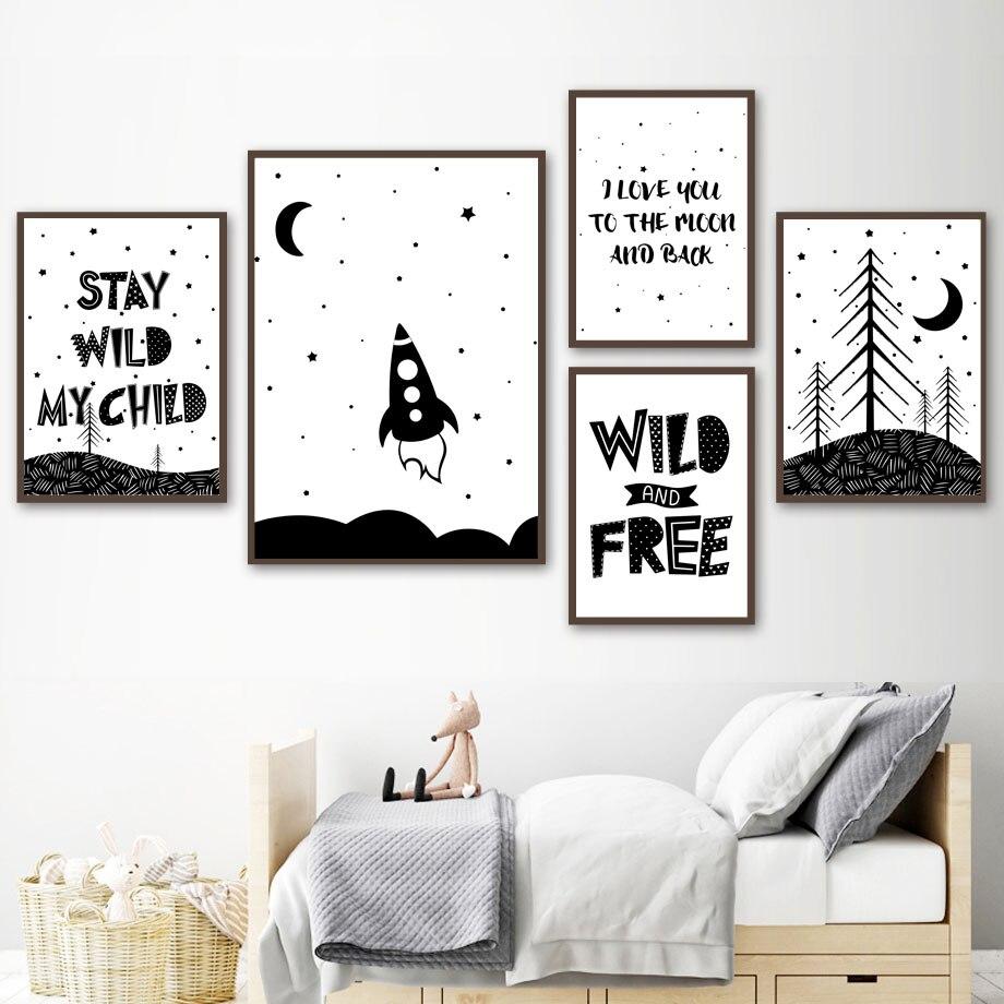 Adventure Inspiring Nordic Kids Monochrome Canvas Wall Art - Just Kidding Store