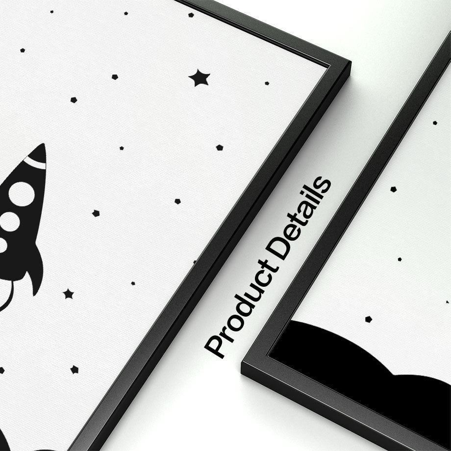 Adventure Inspiring Nordic Kids Monochrome Canvas Wall Art - Just Kidding Store