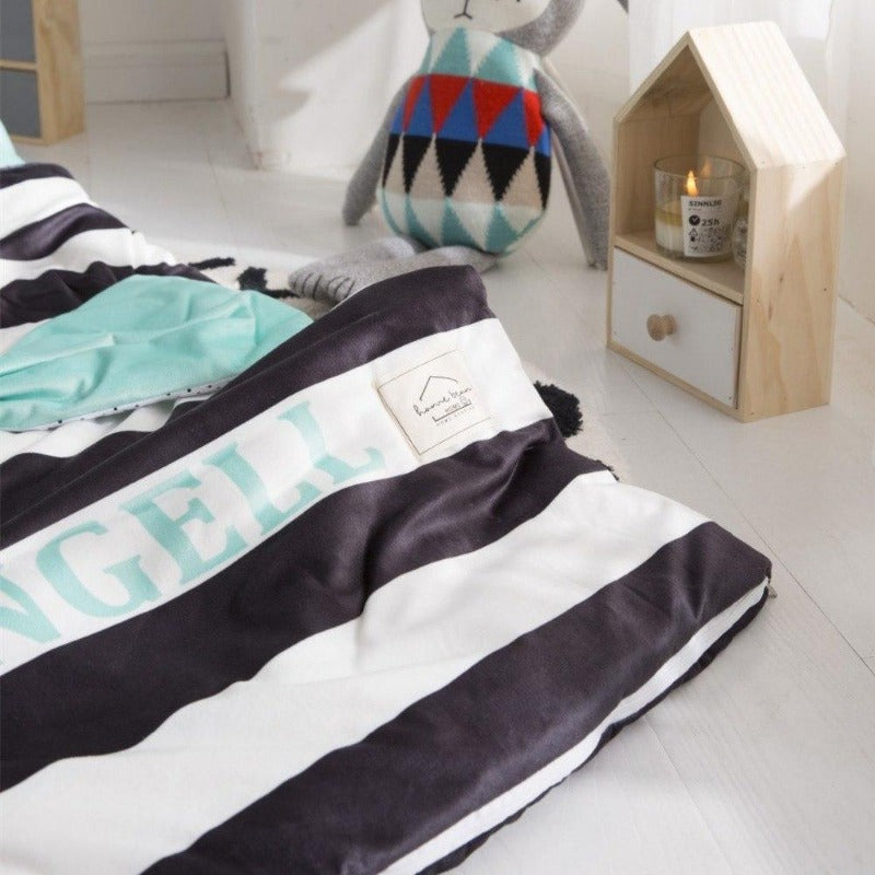 Kids Sleeping Bag With Pillow Blue Bow-Knot Sleeping Envelope Just Kidding Store