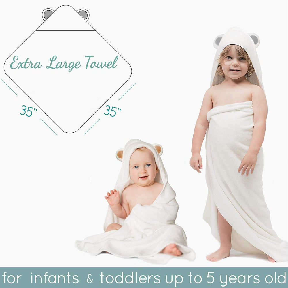 Organic Bamboo Hooded Towel Baby Toddler Little Bear Bath Wrap Just Kidding Store