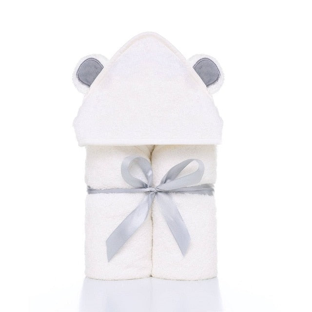 Organic Bamboo Hooded Towel Baby Toddler Little Bear Bath Wrap Just Kidding Store