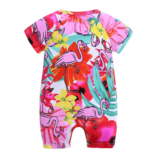 Pink Flamingo Baby Toddler Summer Trendy Romper - Just Kidding Store