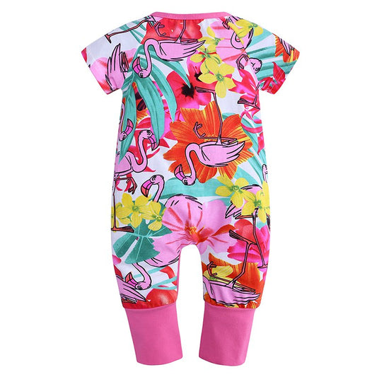 Pink Flamingo Baby Toddler Kids Summer Romper - Just Kidding Store