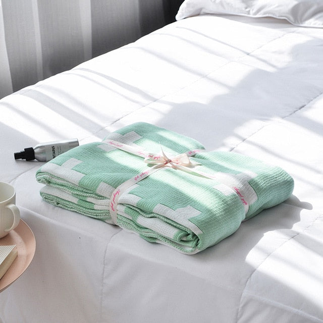 Mint Cross Baby Kids Nordic Cotton Blanket - Just Kidding Store