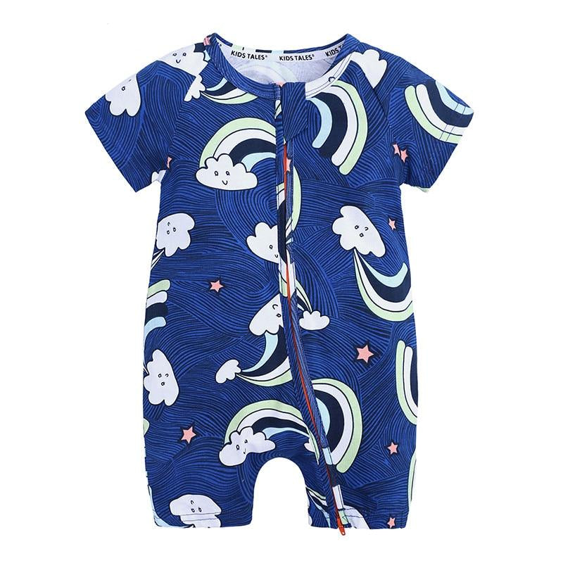 Blue Rainbow Cloud Summer Baby Fashion Romper - Just Kidding Store