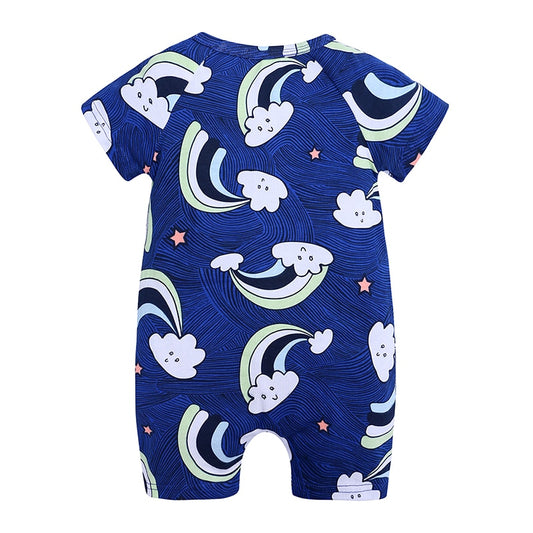 Blue Rainbow Cloud Summer Baby Fashion Romper - Just Kidding Store