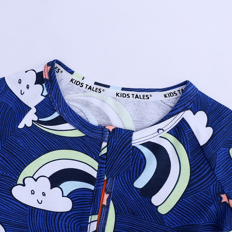 Blue Rainbow Cloud Summer Baby Fashion Romper - Just Kidding Store