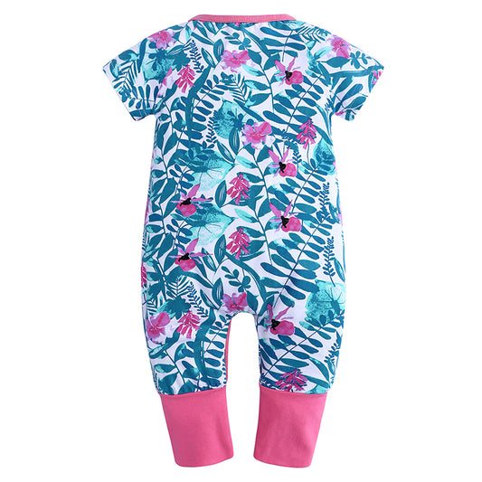 Pink Flowers Summer Baby Kids Trendy Fashion Romper Just Kidding Store