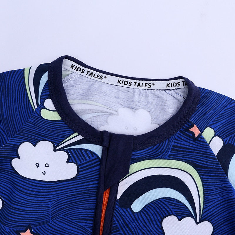 Blue Rainbow Cloud Baby Fashion Trendy Romper - Just Kidding Store