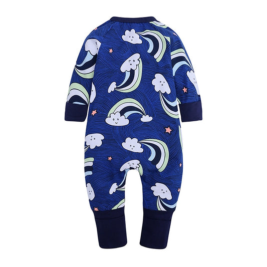 Blue Rainbow Cloud Baby Fashion Trendy Romper - Just Kidding Store