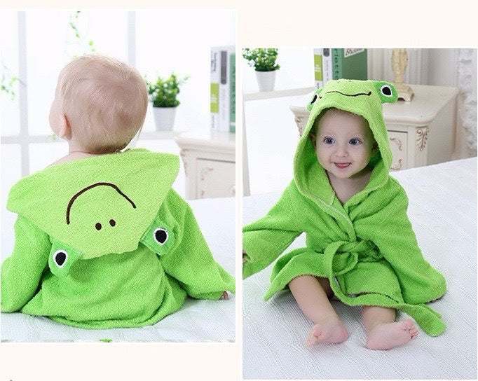 Baby Hooded Animal Cartoon Bathrobe - Green Frog - Just Kidding Store