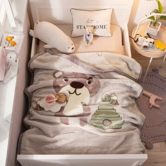 Coral Fleece Blanket - 2 Layers Bedspread