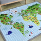 Oversized Play Mat - Quilted Anti Skid Carpet - World Map