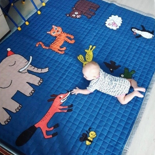 Oversized Play Mat - Quilted Anti Skid Carpet - Zoo Animals - Just Kidding Store