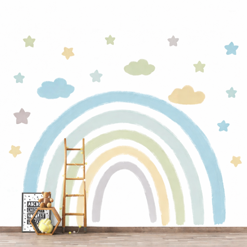 Pastel Watercolor Rainbow Fabric Wall Decal - Just Kidding Store