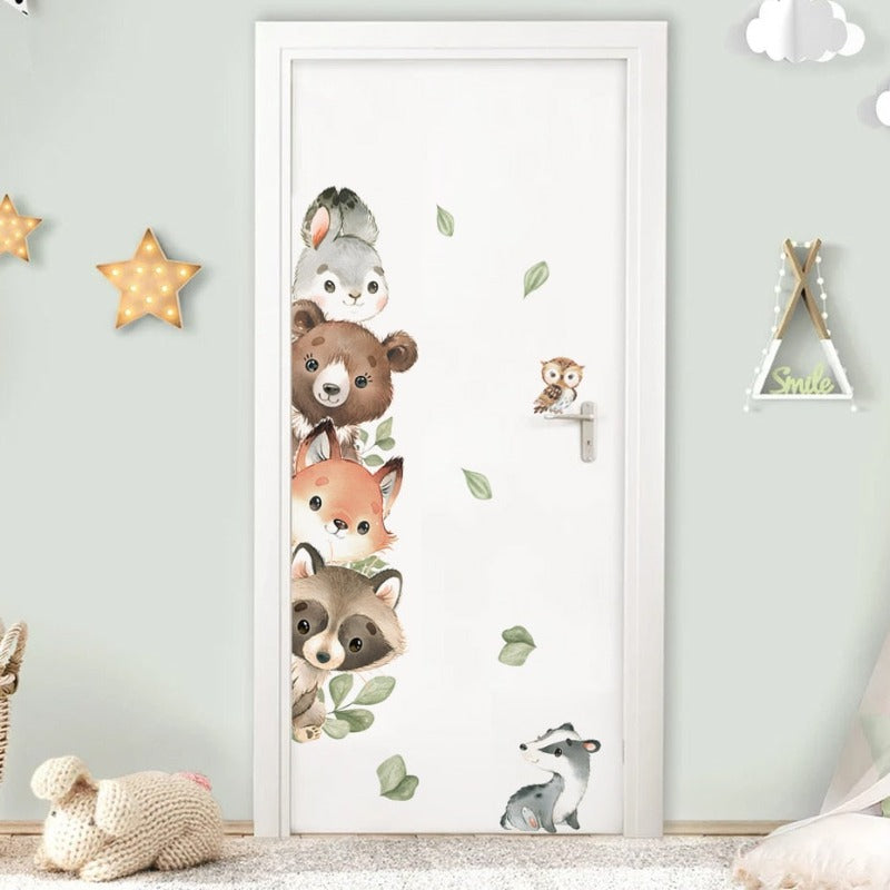 Peeking Forest Animals Corner Wall Decal - Just Kidding Store