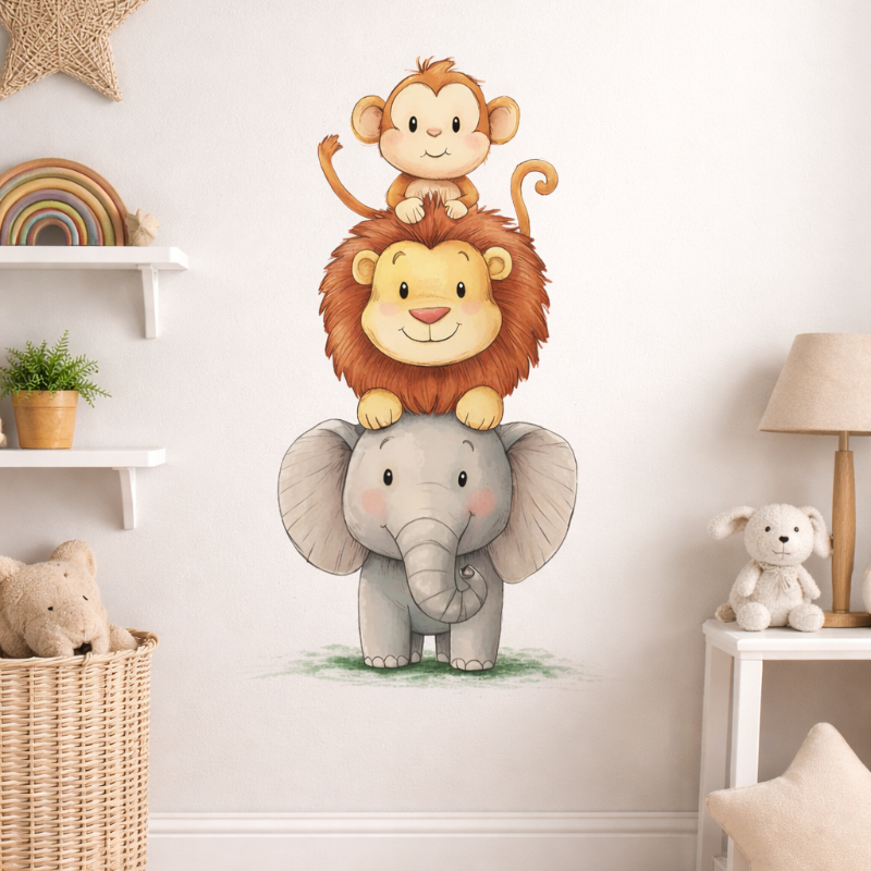 Safari Cartoon Animals Wall Stickers - Just Kidding Store