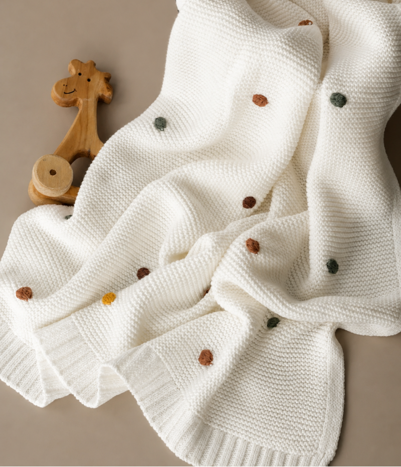 Colourful Spots Baby Kids Cotton Knitted Blanket - Just Kidding Store