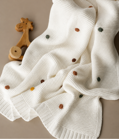 Colourful Spots Baby Kids Cotton Knitted Blanket - Just Kidding Store
