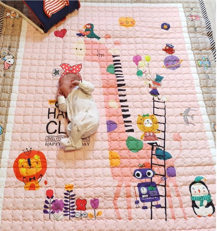 Pink Giraffe Play Mat - Quilted Anti Skid Carpet - Just Kidding Store