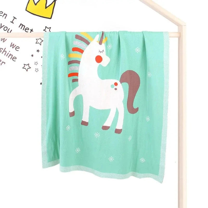 Unicorn Cotton Knit Baby Nursery Blanket - Just Kidding Store