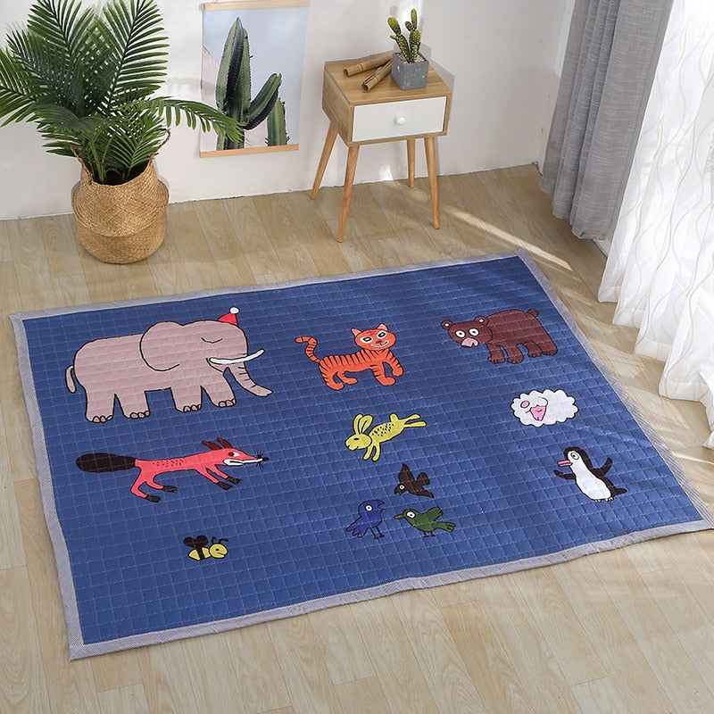 Oversized Play Mat - Quilted Anti Skid Carpet - Zoo Animals - Just Kidding Store