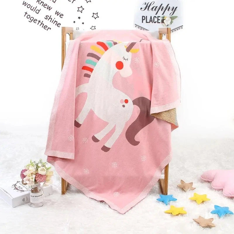 Unicorn Cotton Knit Baby Nursery Blanket - Just Kidding Store