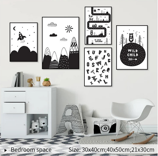 Adventure Inspiring Nordic Monochrome Canvas Posters - Just Kidding Store