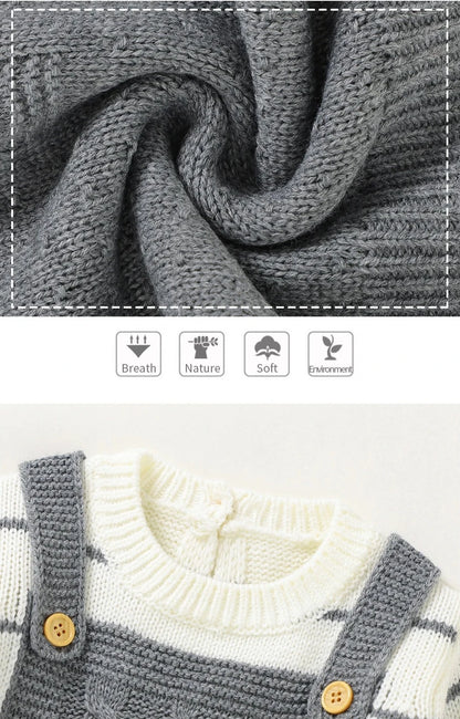 Long Sleeve Knitted Romper - Infant Jumpsuit - Just Kidding Store