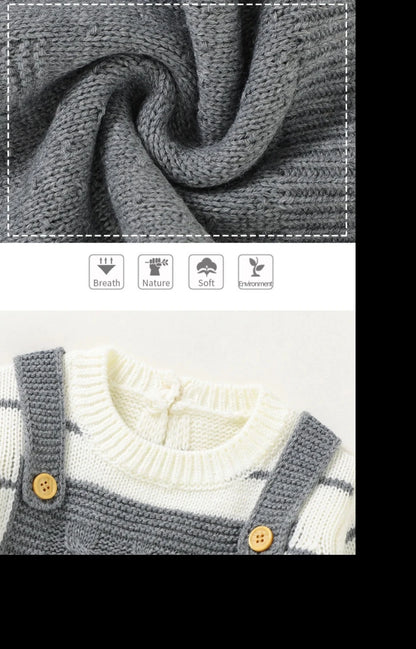Long Sleeve Knitted Romper - Infant Jumpsuit - Just Kidding Store
