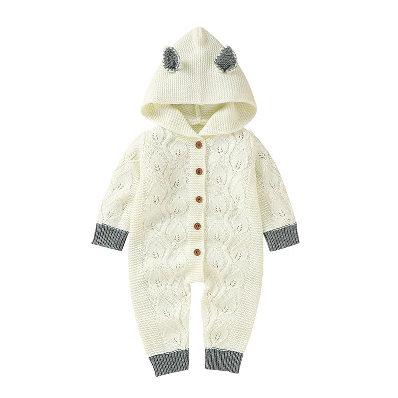 47869928505Hooded Knitted Baby Infant Toddler Jumpsuit - Just Kidding Store