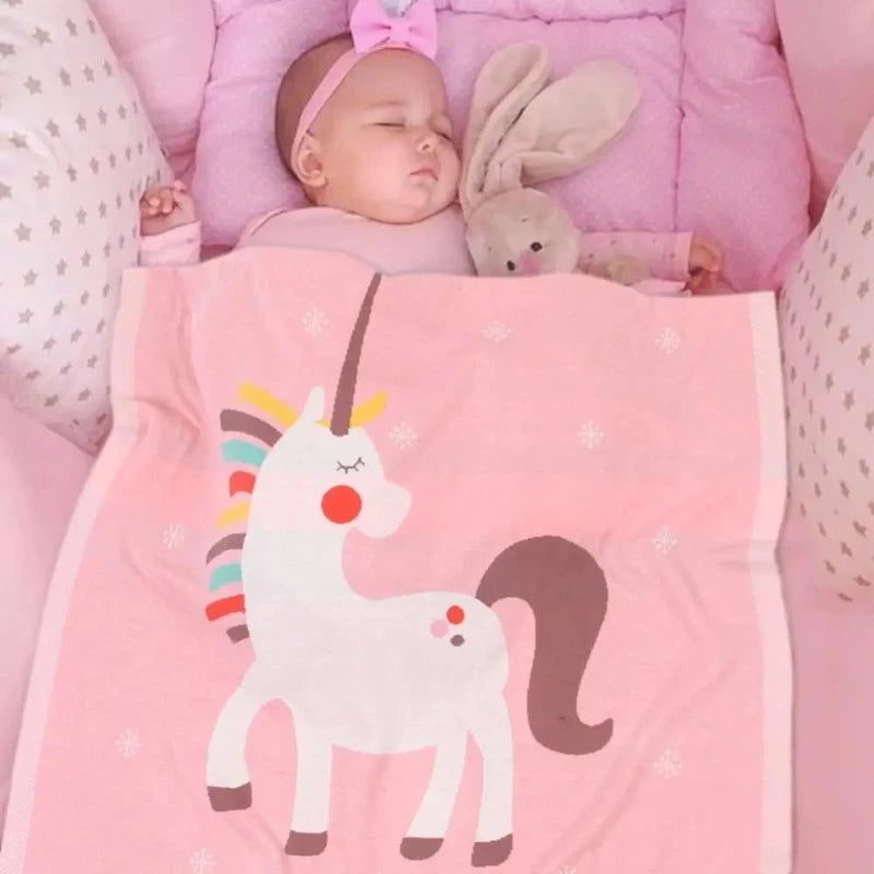 Unicorn Cotton Knit Baby Nursery Blanket - Just Kidding Store